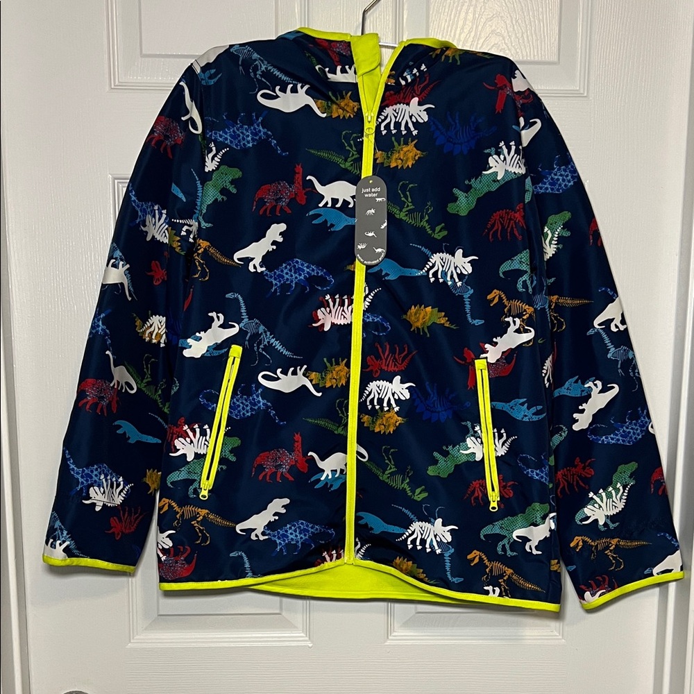 Colorful Dinosaur Print Rain Jacket